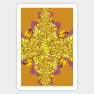 complex design 3D fractal structure in many colours on an orange background Sticker